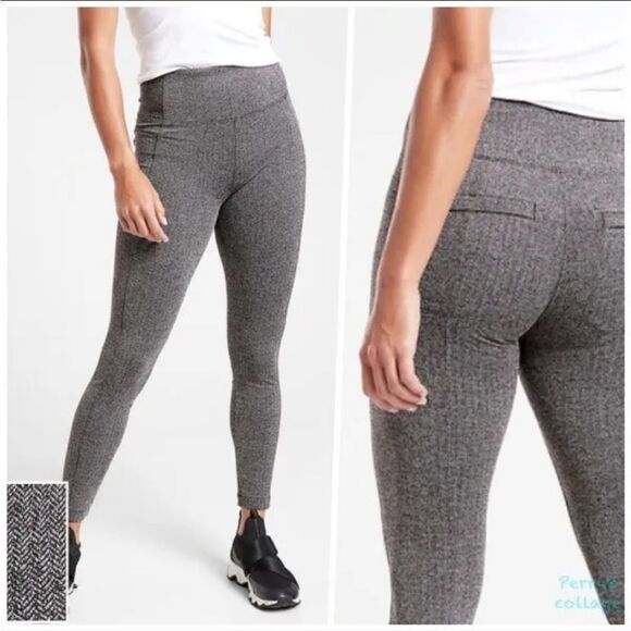 Athleta Delancey Herringbone Tight XXS Black and Abalone Grey NWOT - Picture 1 of 12